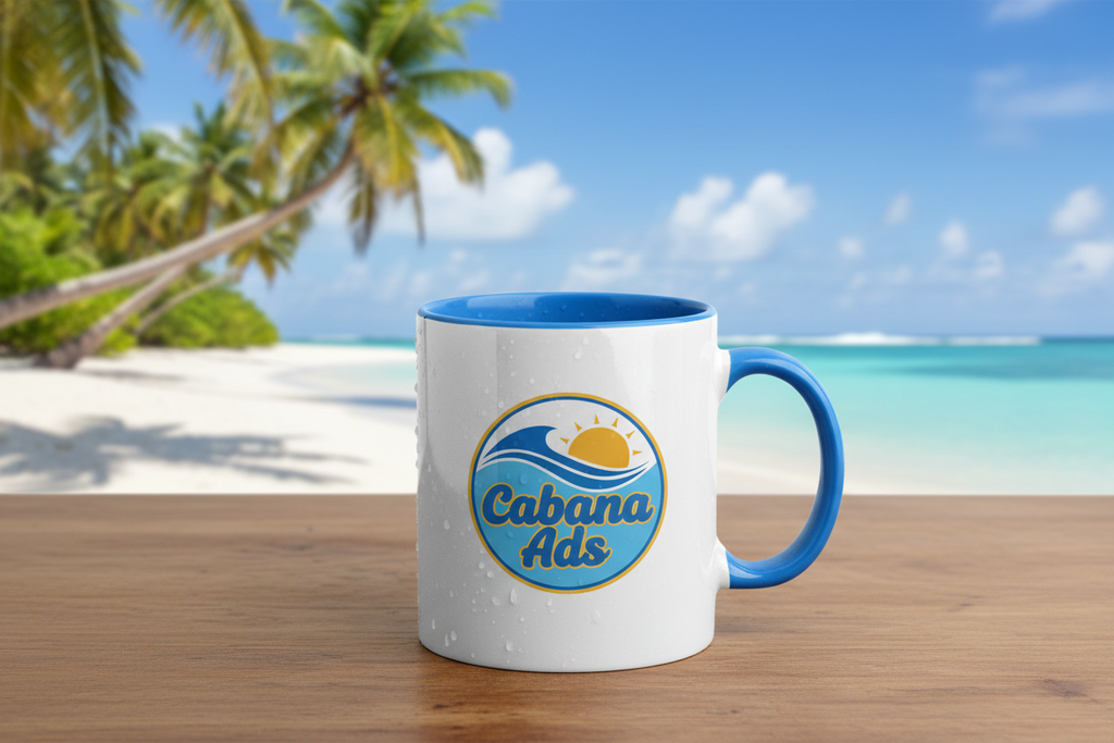 Cabana Ads 11oz Ceramic Mug – Vibrant Two-Tone Coffee Cup