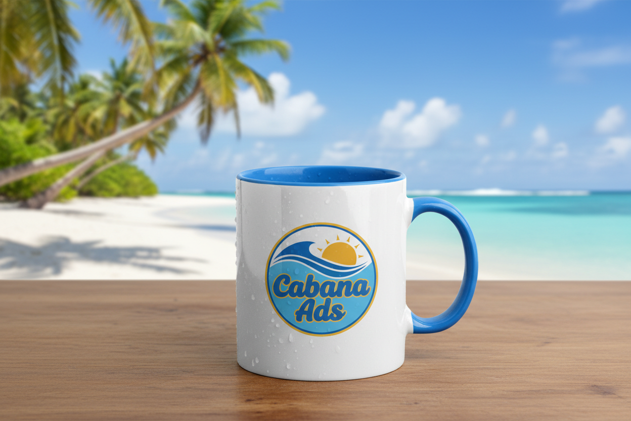 Cabana Ads 11oz Ceramic Mug – Vibrant Two-Tone Coffee Cup
