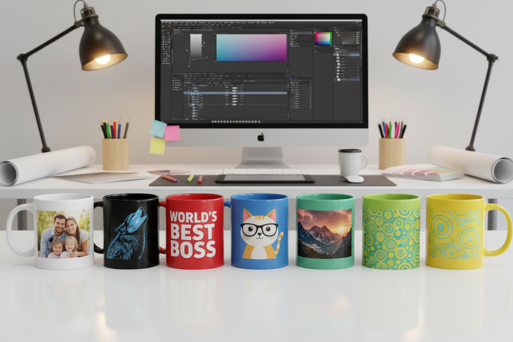 Customizable Ceramic Mug - 11oz, 6 Colors, Your Design Studio