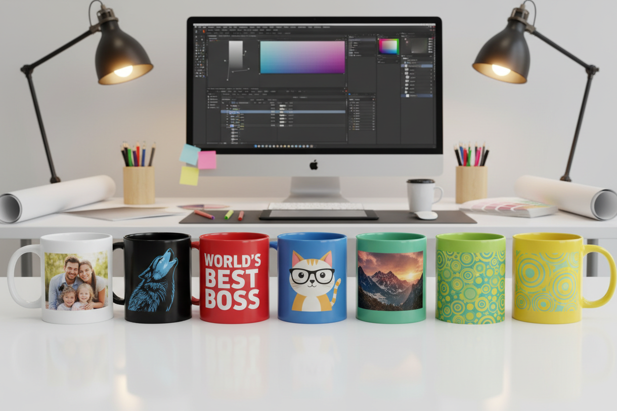 Customizable Ceramic Mug - 11oz, 6 Colors, Your Design Studio