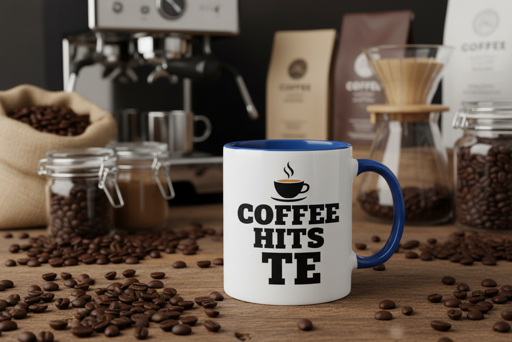 Coffee Hits TE 11oz Ceramic Mug with Color Inside