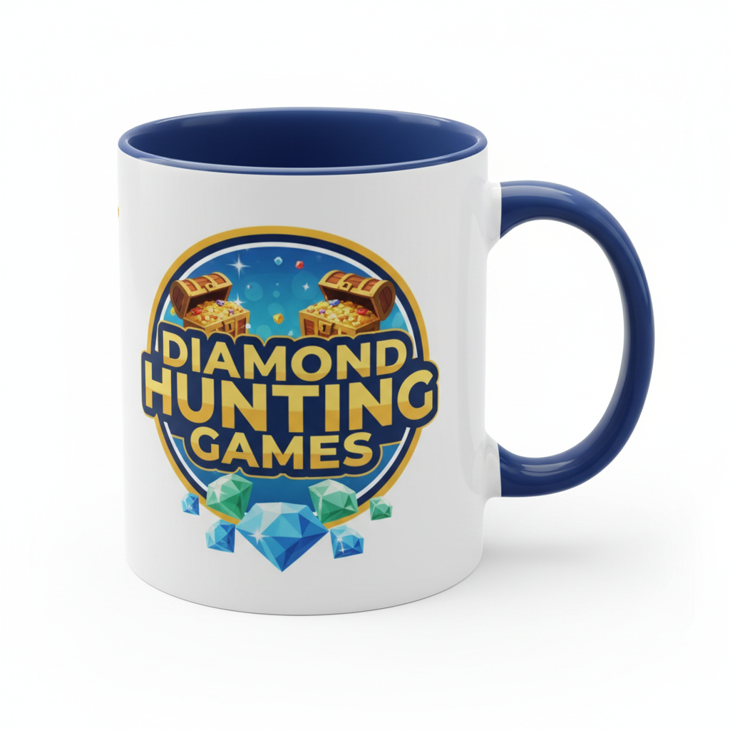 Diamond Hunting Games 11oz Ceramic Mug - White with Colored Interior & Handle
