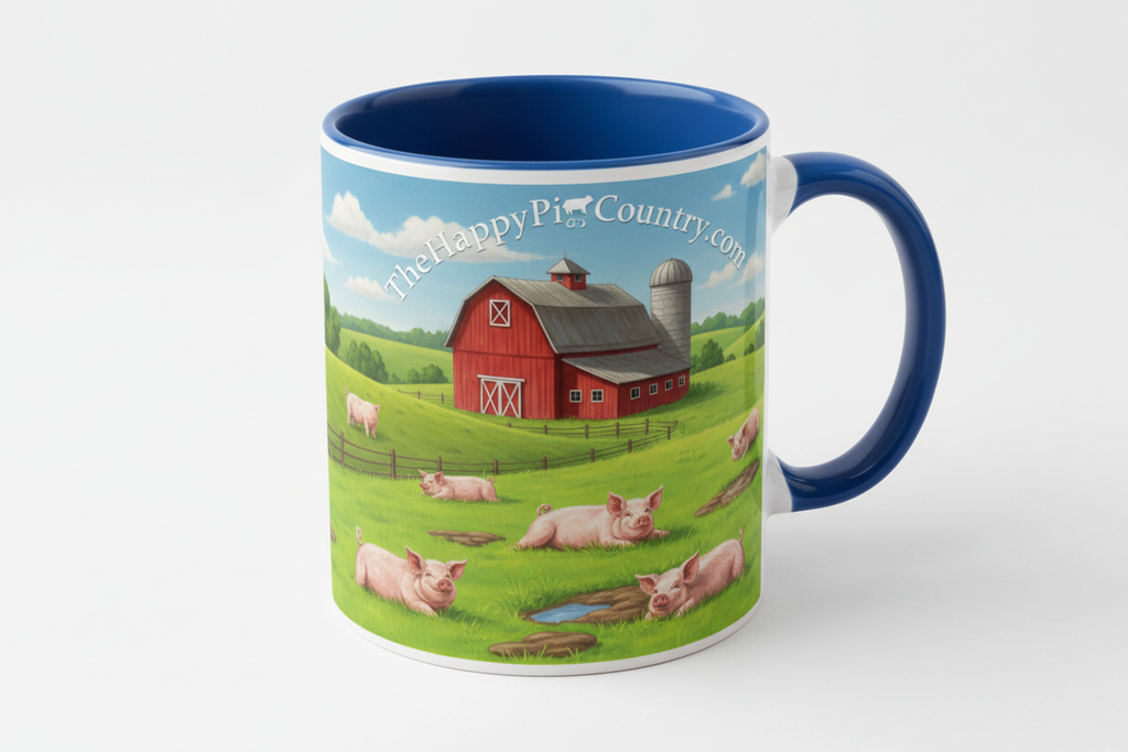 Happy Pig Country 11oz Ceramic Mug with Color Inside